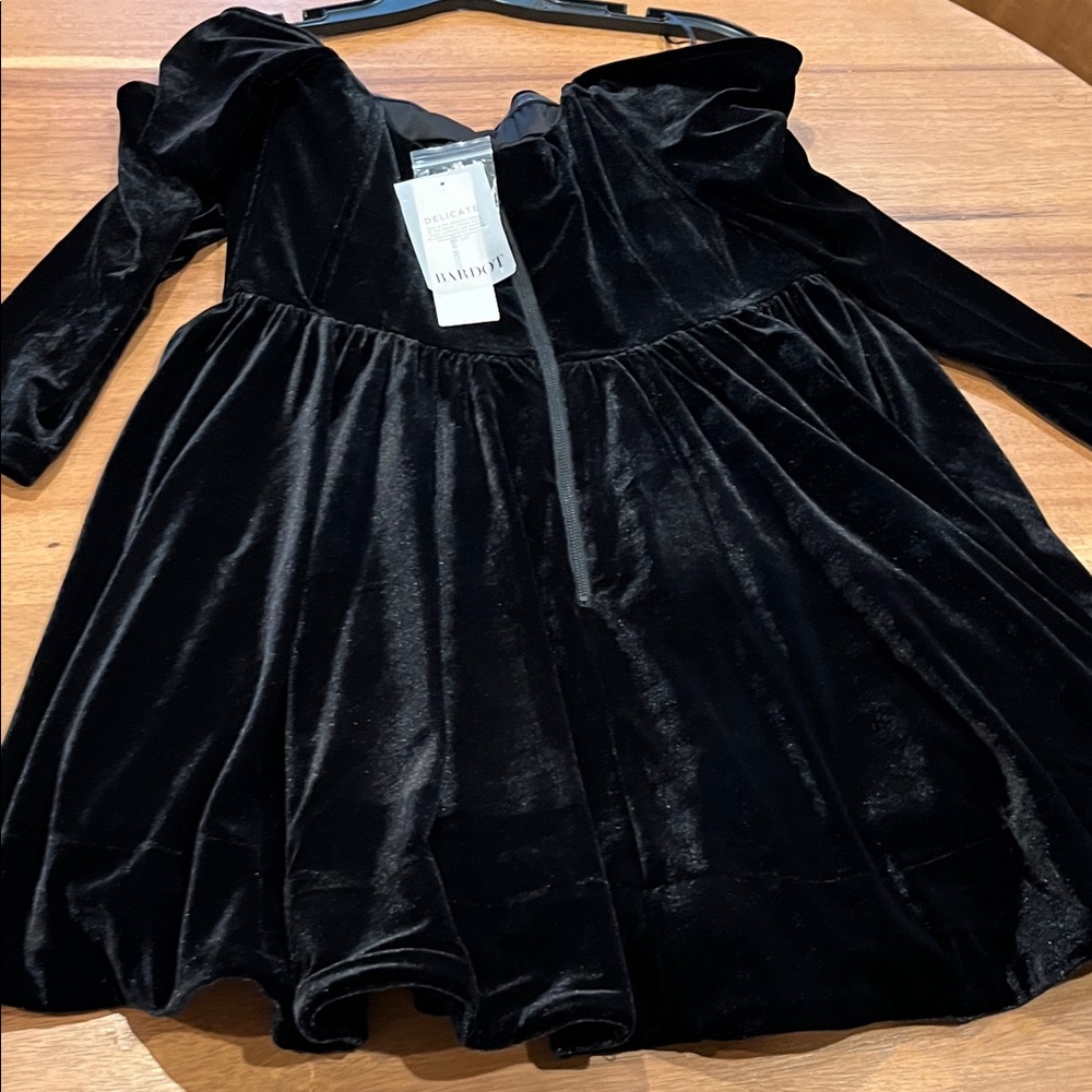Bardot Black Velvet  Dress with crystal Details - Picture 6 of 11